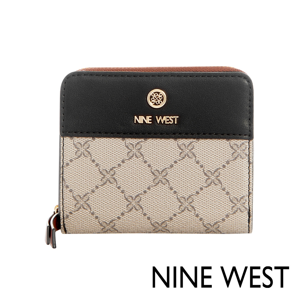 NINE WEST LINNETTE LOGO方型短夾-拼接黑(130337)