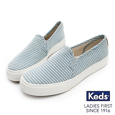 Keds DOUBLE DECKER 海洋風條紋休閒便鞋-藍