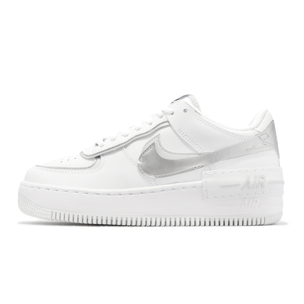 Nike 休閒鞋W AF1 Shadow 女鞋白銀雙勾解構Air Force 1 CI0919-119