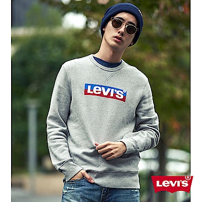 Levis 男款 重磅大學T Box Logo