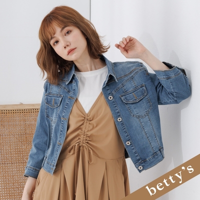 betty’s貝蒂思 短版九分袖牛仔外套(牛仔藍)