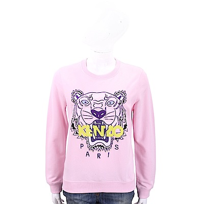 KENZO Embroidered Tiger 刺繡虎頭粉色棉質運動衫