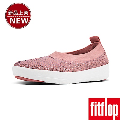 FitFlop UBERKNIT CRYSTAL BALLERINAS-灰粉