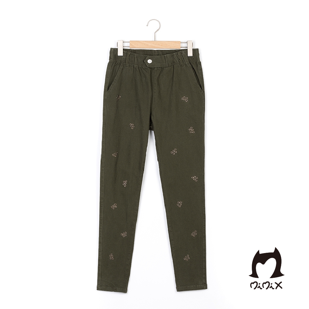 MiMix 簡約帥氣休閒風素色鋁圈窄版長褲(1色)