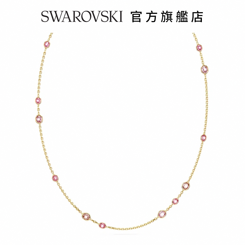 SWAROVSKI 施華洛世奇 Imber 項鏈, 圓形切割, 粉紅色, 鍍金色色調