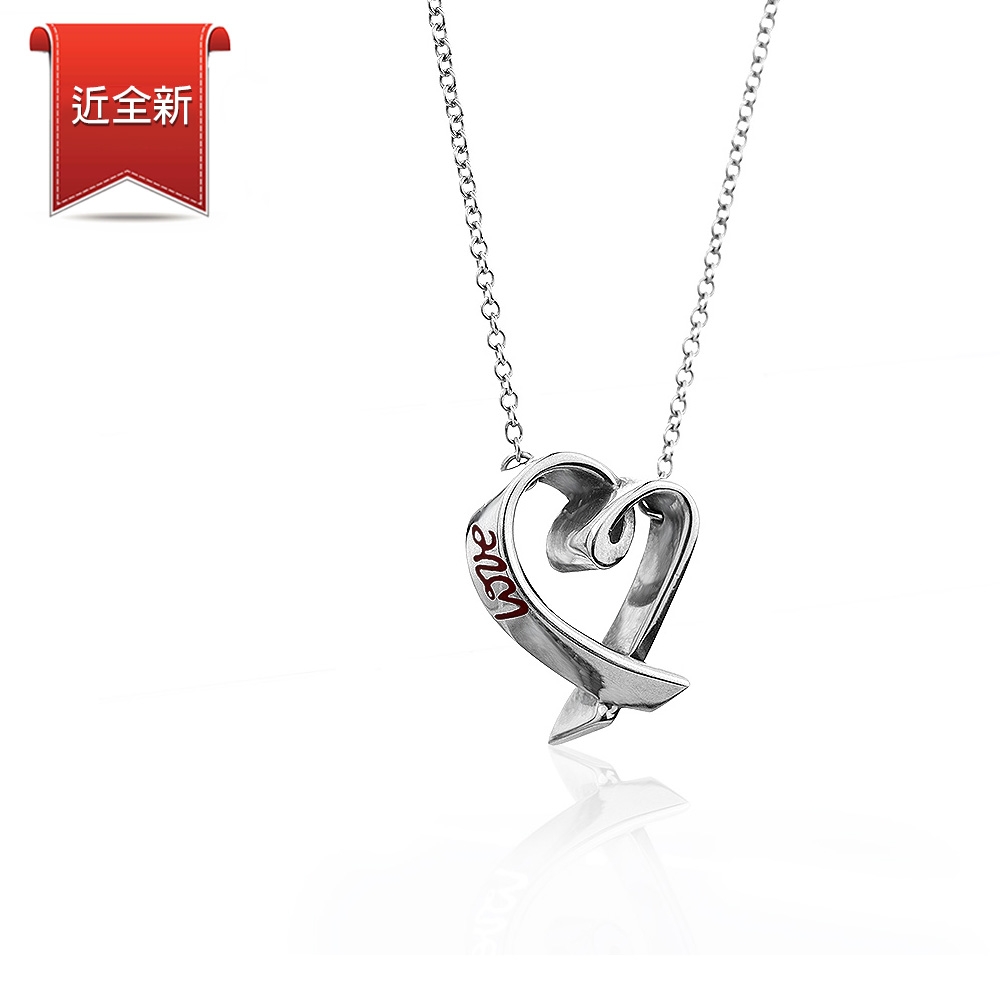 二手品 Tiffany&Co. LOVE紅色琺瑯 Loving Heart愛心925純銀項鍊