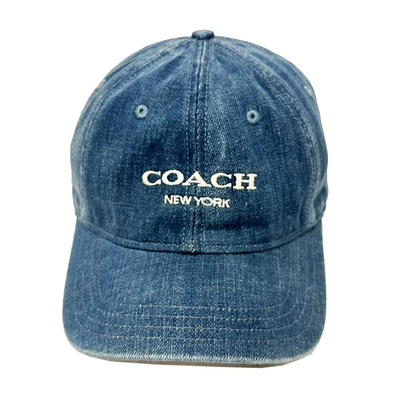COACH 字母 LOGO牛仔鴨舌/棒球帽(牛仔藍)