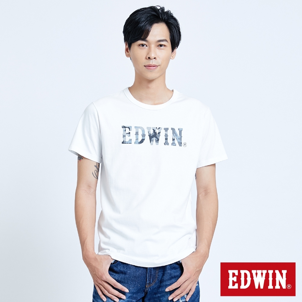 EDWIN EFS迷彩LOGO 短袖T恤-男-米白色
