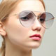 DZ 淺色片金屬細框 防曬太陽眼鏡造型墨鏡(金框漸層灰) product thumbnail 1
