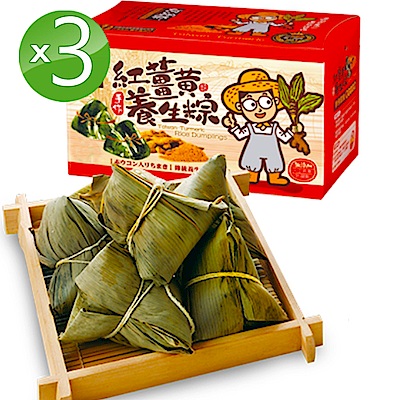 豐滿生技 紅薑黃素食養生粽3盒組(6入/盒;180g/顆)端午限定