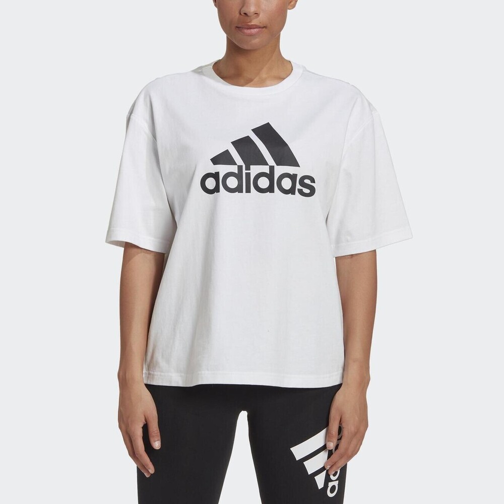 Adidas W Fi Bos Tee [HC6358] 女 短袖 上衣 T恤 運動 休閒 簡約 寬鬆 愛迪達 白