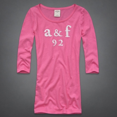 AF a&f Abercrombie & Fitch 女 長袖 T恤 粉紅 2042