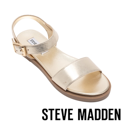 STEVE MADDEN-BELMONTE 一字帶素面涼拖鞋-金色
