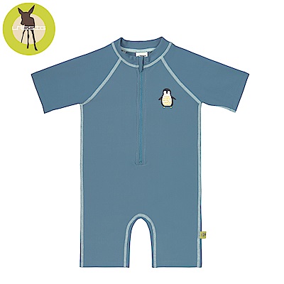 德國Lassig-嬰幼兒抗UV短袖連身式泳裝-藏青藍企鵝