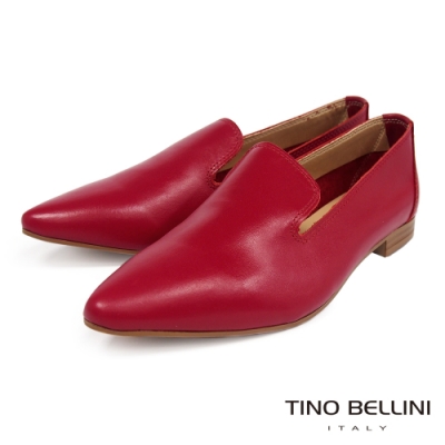 tino bellini 義大利進口簡約質感牛皮尖楦樂福鞋-紅