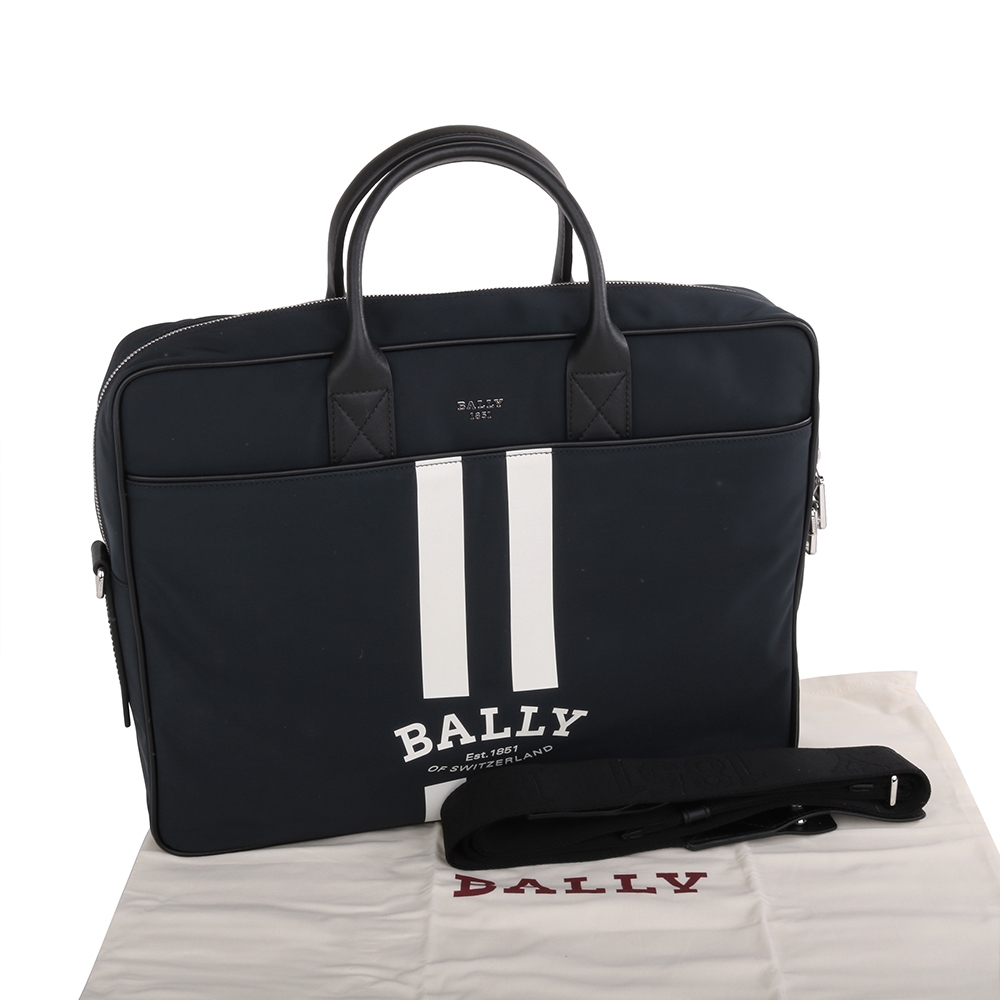 BALLY Faldy 白標槓條環保尼龍手提/斜背公事包(海軍藍) | 歐系精品包