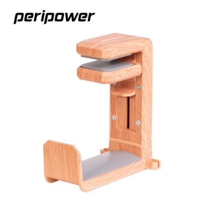 peripower MO-02 桌邊木紋款夾式頭戴型耳機架/收納架