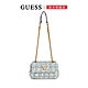 【GUESS】縫線壓紋鍊條翻蓋包-藍 product thumbnail 1