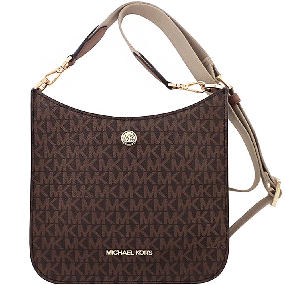 MICHAEL KORS Briley LOGO PVC斜背包(巧克力色)