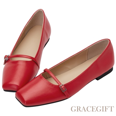 【Grace Gift】優雅女孩芭蕾平底鞋 紅