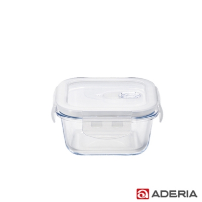 ADERIA 日本進口耐熱玻璃扣式保鮮盒300ML(方型款)