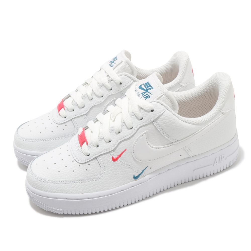 Nike 休閒鞋 W Air Force 1 07 女鞋 ESS 小勾 彩色立體小勾 AF1 白 紅 CT1989101