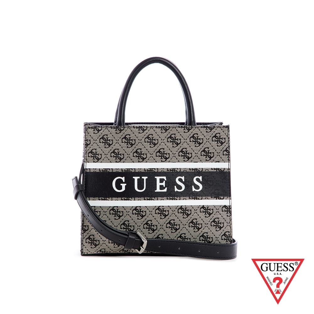 GUESS-女包-小款復古LOGO印花手提包-黑 原價2490