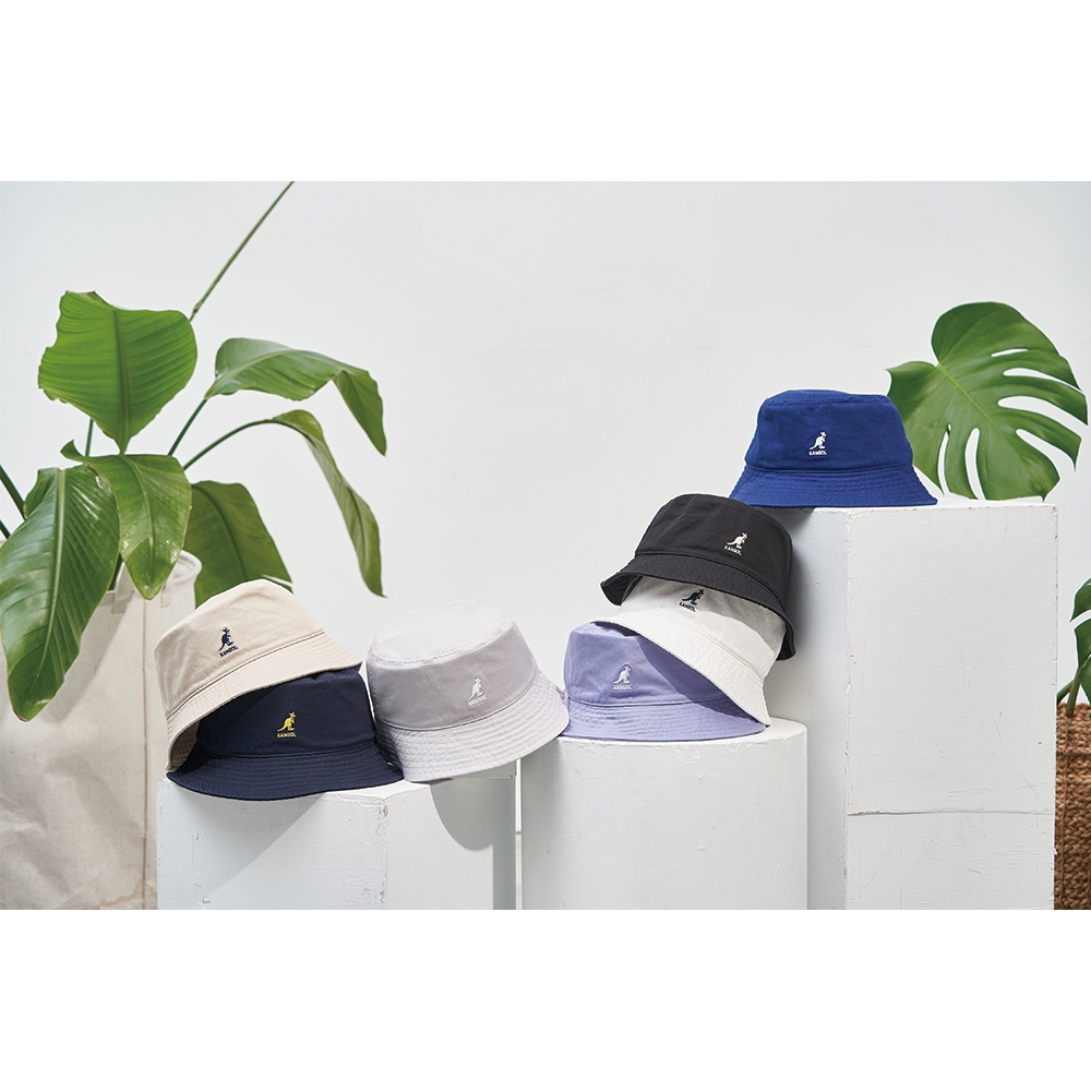 KANGOL WASHED BUCKET 袋鼠特色刺繡LOGO漁夫帽盆帽遮陽休閒帽子水桶帽 