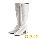 ORIN 時髦簡約素面粗高跟長靴 白色 product thumbnail 1