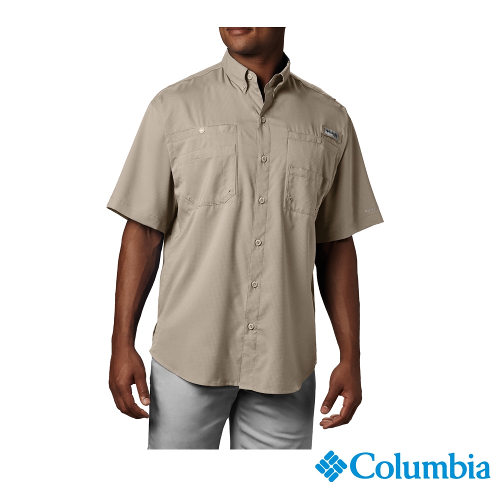 Columbia 哥倫比亞 男款- UPF40快排短袖襯衫-卡其 UFM72660KI / S22