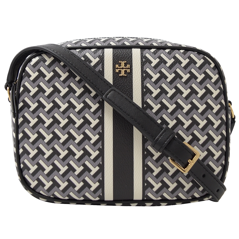 TORY BURCH T ZAG CROSSBODY斜背PVC相機包(黑灰) 斜背包 / 鍊帶包 Yahoo奇摩購物中心