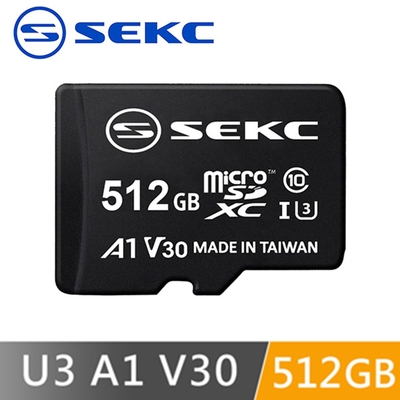 【SEKC】 MicroSDXC U3 V30 A1 512GB記憶卡 附轉卡