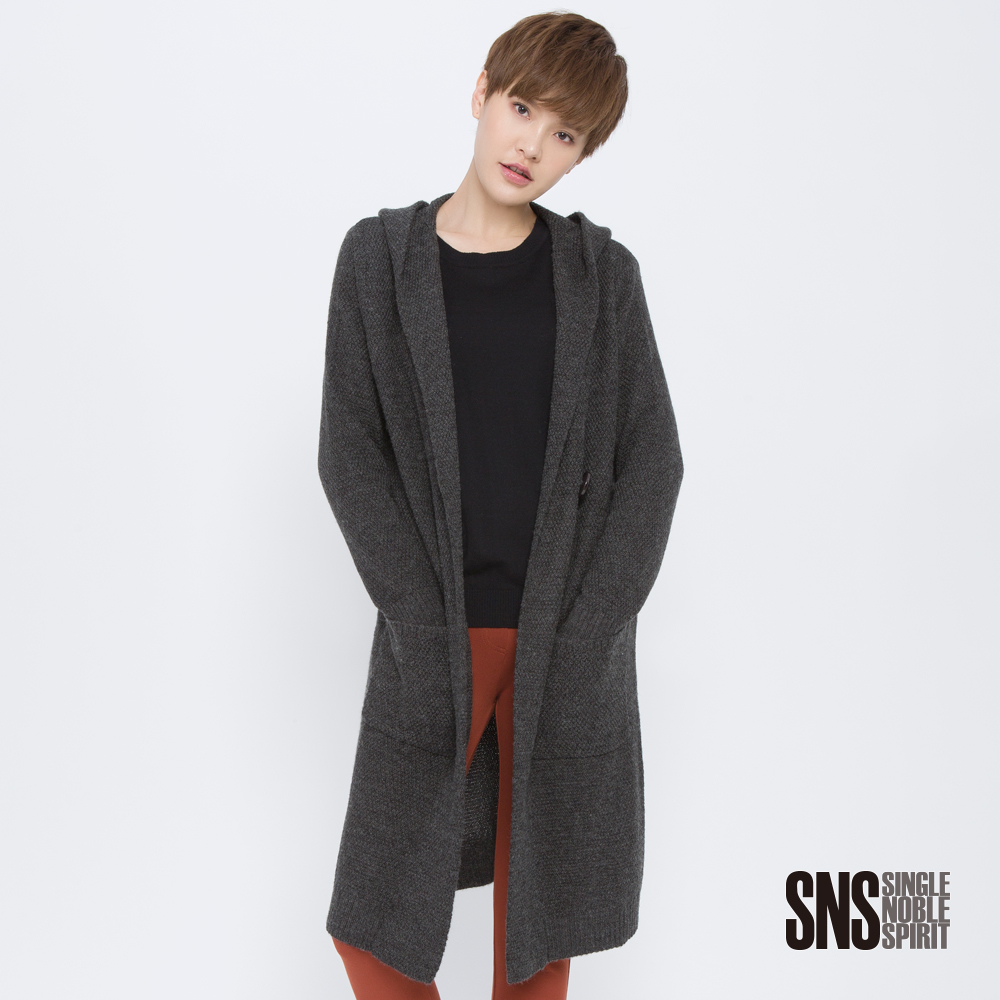 SNS 灰色國度長版單釦羊毛針織外套(2色)