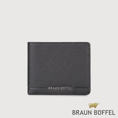 【BRAUN BUFFEL 德國小金牛】台灣總代理 格瑞克D 4卡零錢袋皮夾-黑色/BF513-315-BK