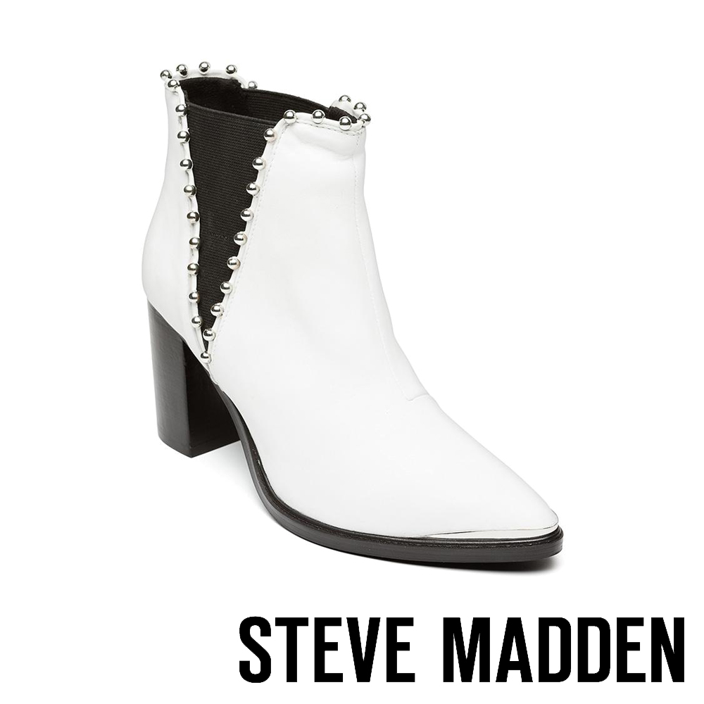 STEVE MADDEN-SM-HIMMER 個性真皮雀爾喜靴-白色