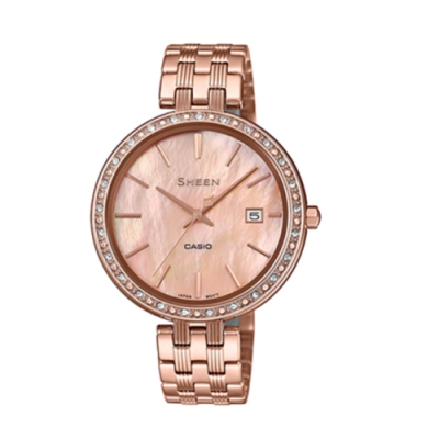 CASIO卡西歐 氣奢華耀眼風采女腕錶(SHE-4052PG-4A)-玫瑰金x26mm
