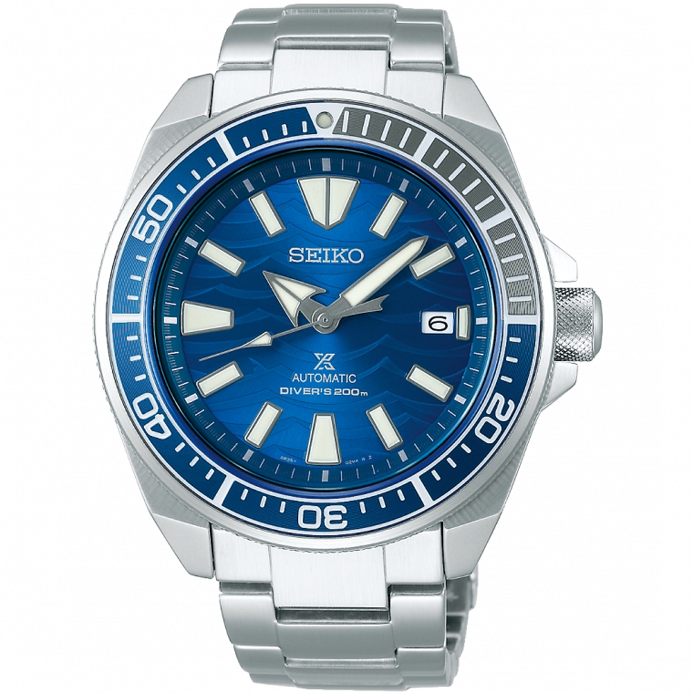 SEIKO精工 Prospex SCUBA愛海洋大白鯊潛水機械錶 4R35-03G0B(SRPD23J1)-藍/43.8mm