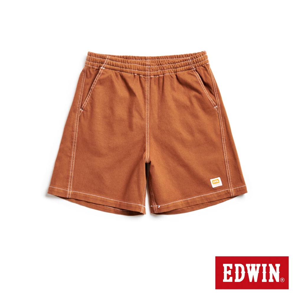 EDWIN 工裝後染短褲-男女-褐色