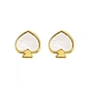 Kate Spade 黑桃LOGO設計珍珠母貝鑲飾金屬穿式耳環(奶油白x金) product thumbnail 1