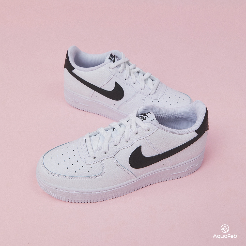 Nike Air Force 1 大童黑白荔枝皮經典穿搭低筒AF1 運動休閒鞋CT3839