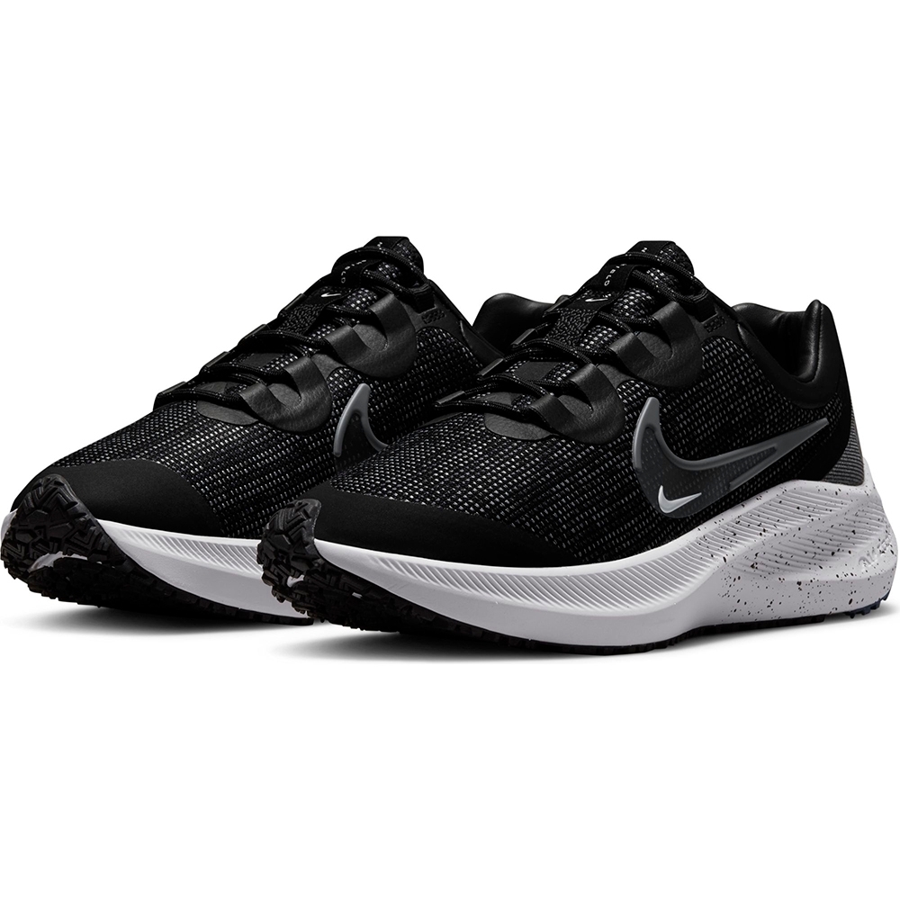 NIKE ZOOM WINFLO 8 SHIELD 女鞋慢跑鞋氣墊避震反光路跑防潑水黑灰