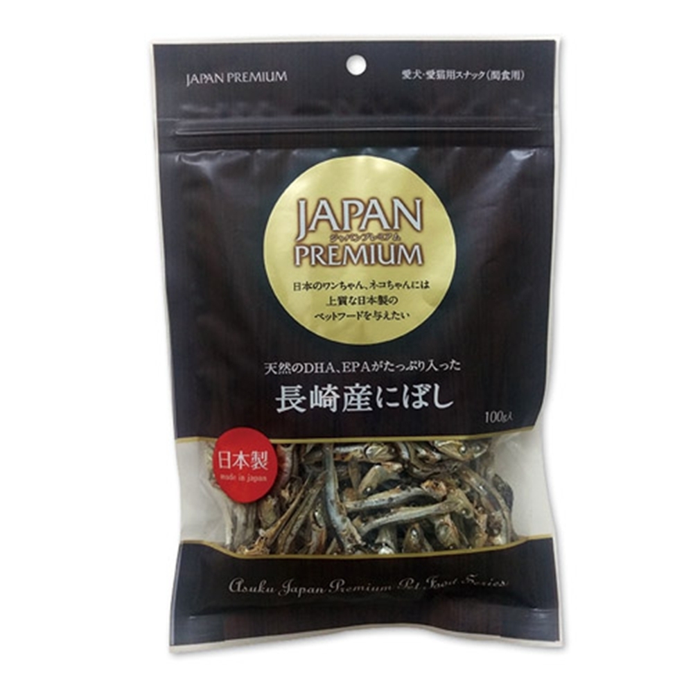 日本長崎-小魚乾 日本高品質的PREMIUM愛犬、愛貓用零食 100g (長崎產) x 3入組(購買第二件贈送寵物零食x1包)