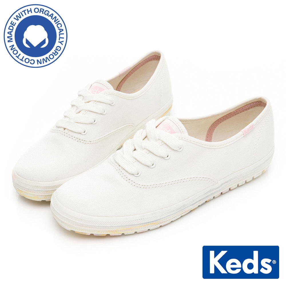 Keds CHAMPION TRX 粉彩大理石有機棉休閒鞋-白