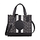 COACH Dempsey Tote 22鋼印LOGO緹花布拼皮革吸釦兩用托特包(黑x煙黑x多色) product thumbnail 1