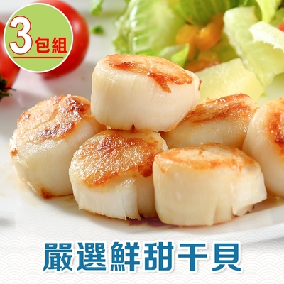 【享吃海鮮】嚴選鮮甜干貝3包(230g±10%/包/5顆/包)