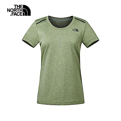 The North Face北面女款綠色吸濕排汗短袖T恤｜3CHZ1LR