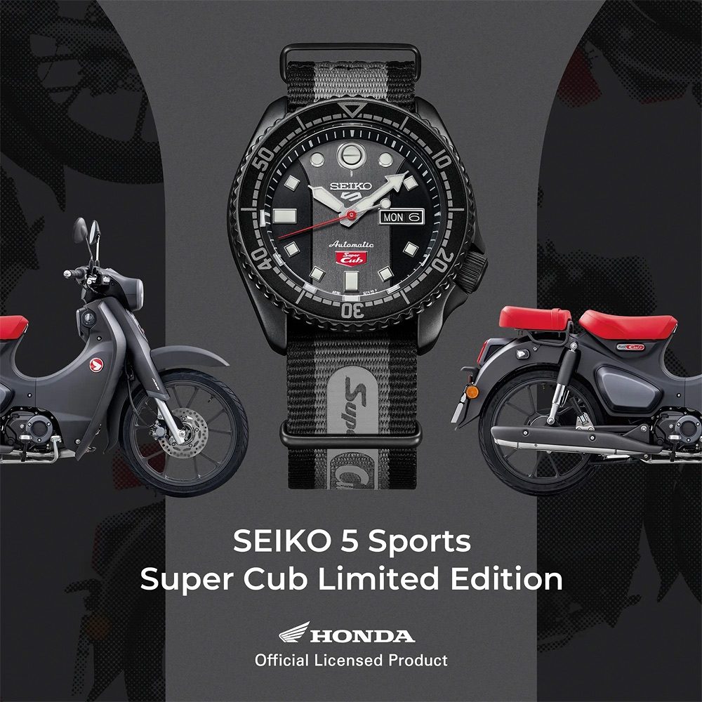 Seiko精工 5 Sports X Honda Super Cub本田小狼 聯名限量機械錶(SRPJ75K1/4R36-13R0C)