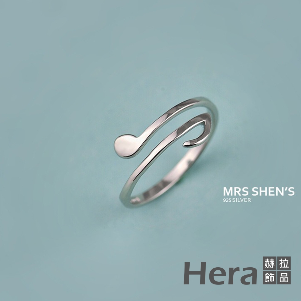 【Hera 赫拉】精鍍銀細環音符亮面開口戒指 H111030115