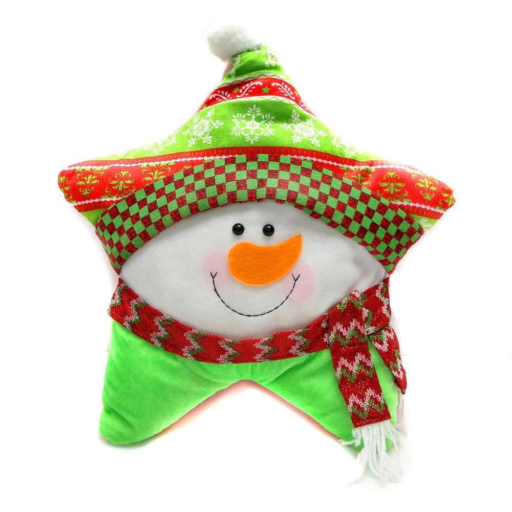 交換禮物-摩達客 超萌聖誕快樂五角星抱枕-圍巾雪人YS-CTD018006