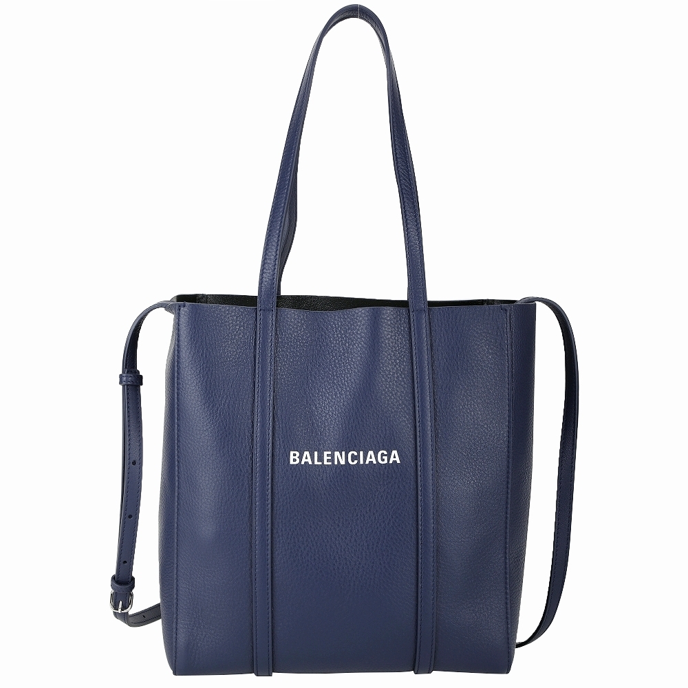 BALENCIAGA EVERYDAY 品牌字母小牛皮兩用托特包(海軍藍)